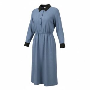 Denim Peasant VTG Shirt‎ Dress corduroy Black Collar peasant Size 10 Midi